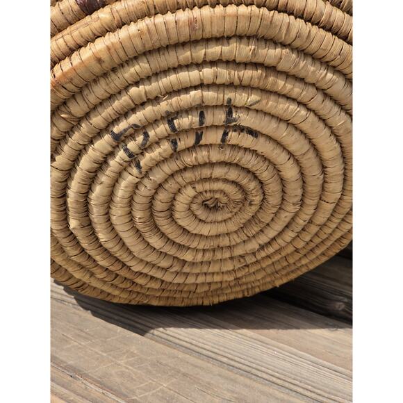 Native American XL Coiled Basket Multicolor Animals Geo Design Signed Unbranded - Picture 15 of 16